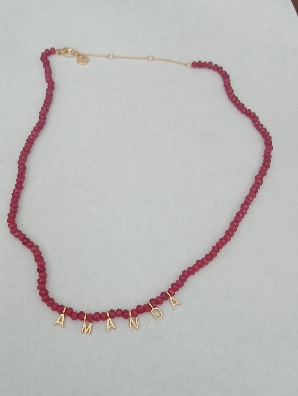Baublebar Personalized Amanda Red  Jasper Beaded  Necklace